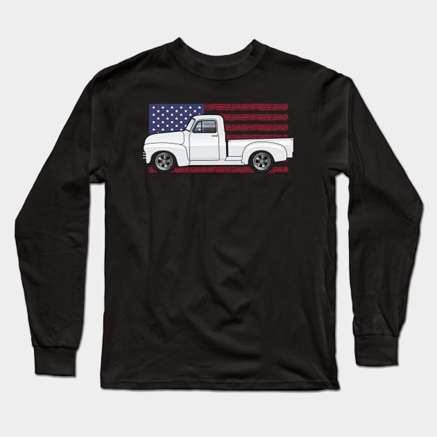 White Truck USA Flag Long Sleeve T-Shirt by JRCustoms44